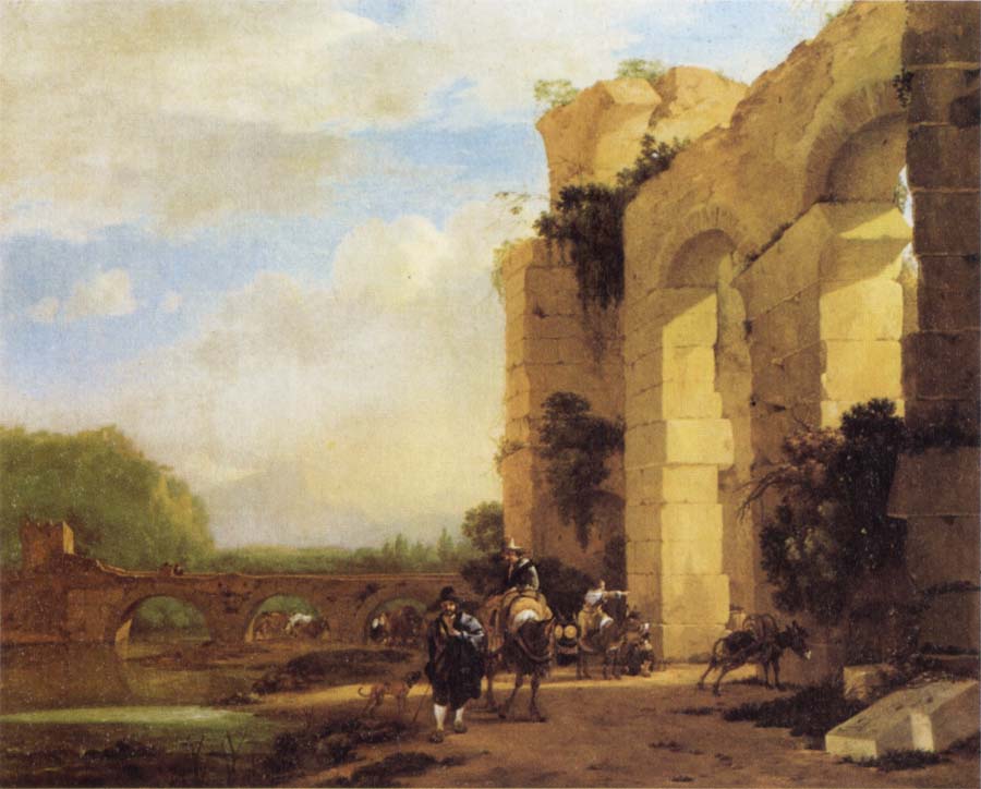 Italian Landscape with the Ruins of a Roman Bridge and Aqueduct